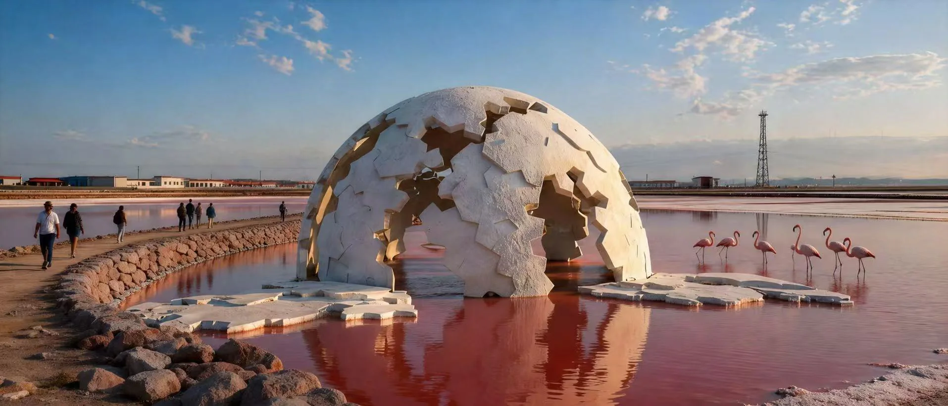 AMAS speculative installation in a salt-lake landscape