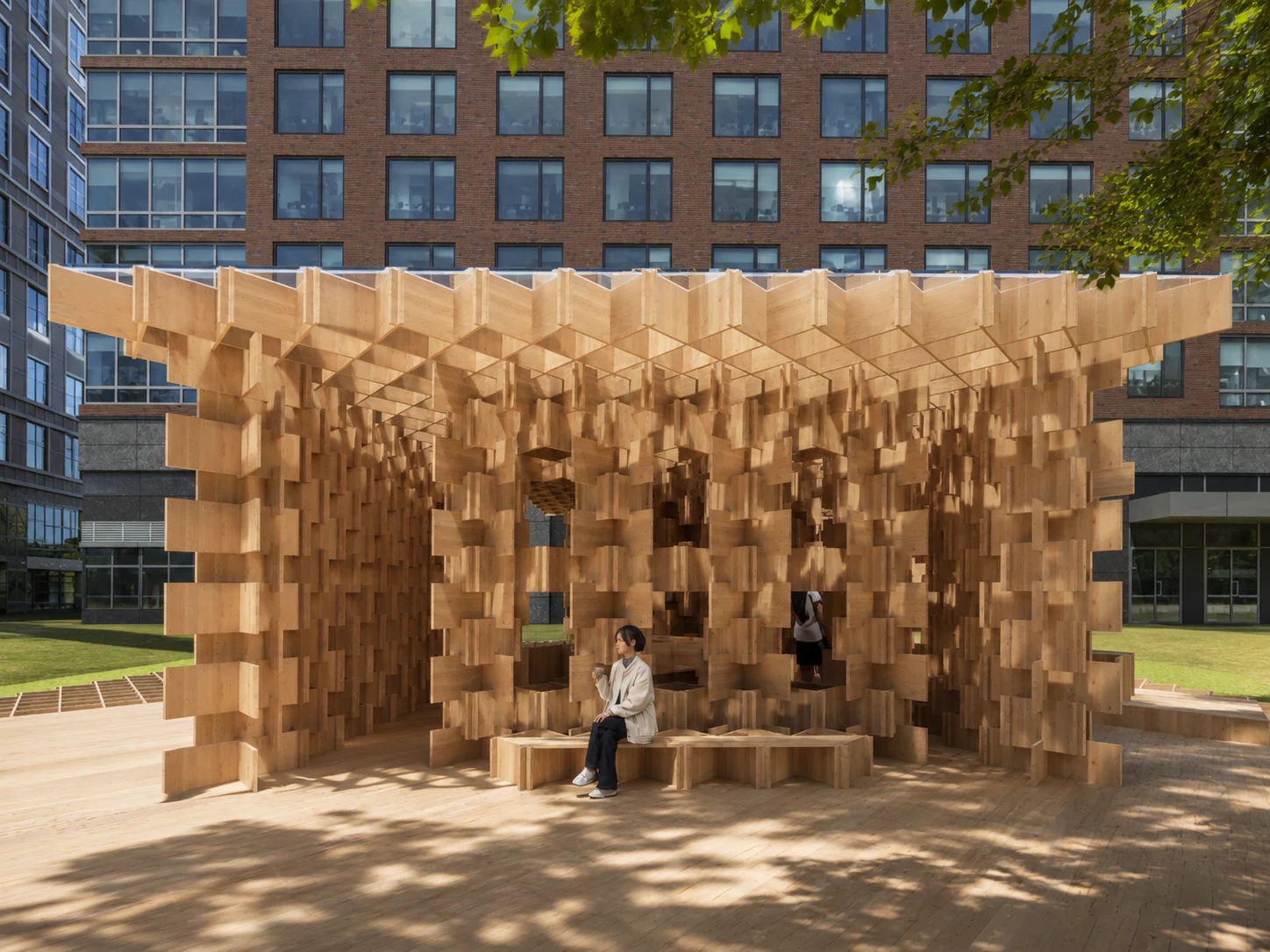 AI-assisted concept visualization of the unbuilt Sunset Avenue pavilion