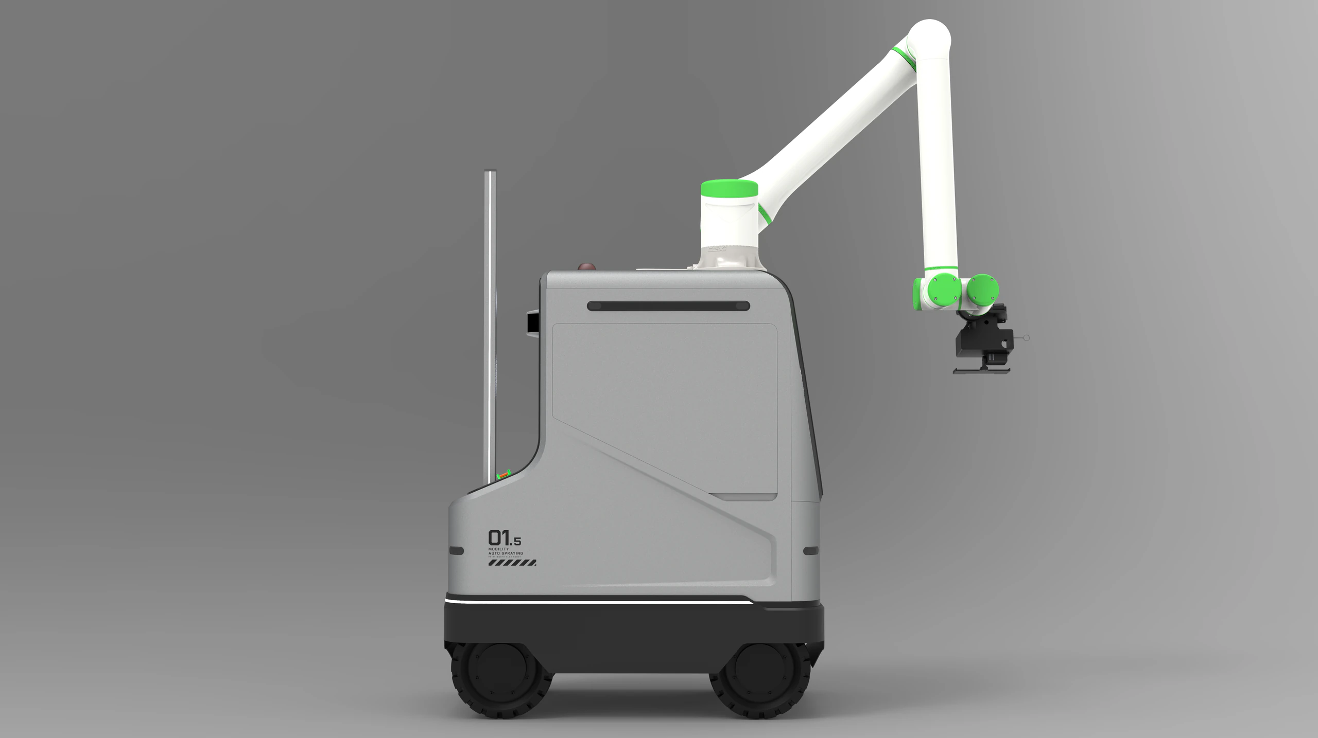 Generation 1.5 automotive painting robot exterior design, side elevation